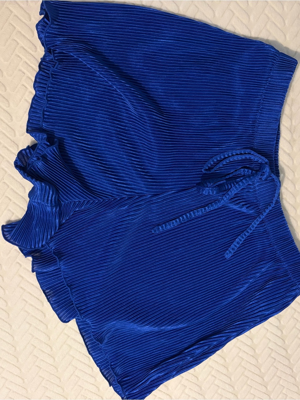 SHEIN Royal Blue High-Waist Pleated Lounge Shorts